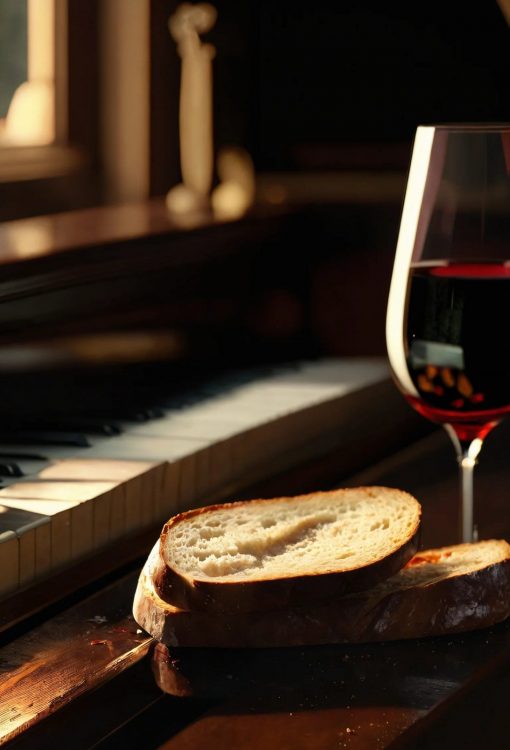 Weinglas-Brot-auf-Orgel